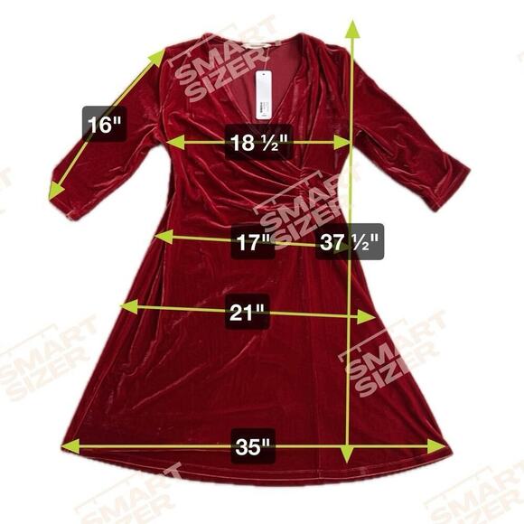 Soft Surroundings Velvet Hyannis Red Dress Surplice Holiday Skirt NWT Size M - Picture 11 of 11